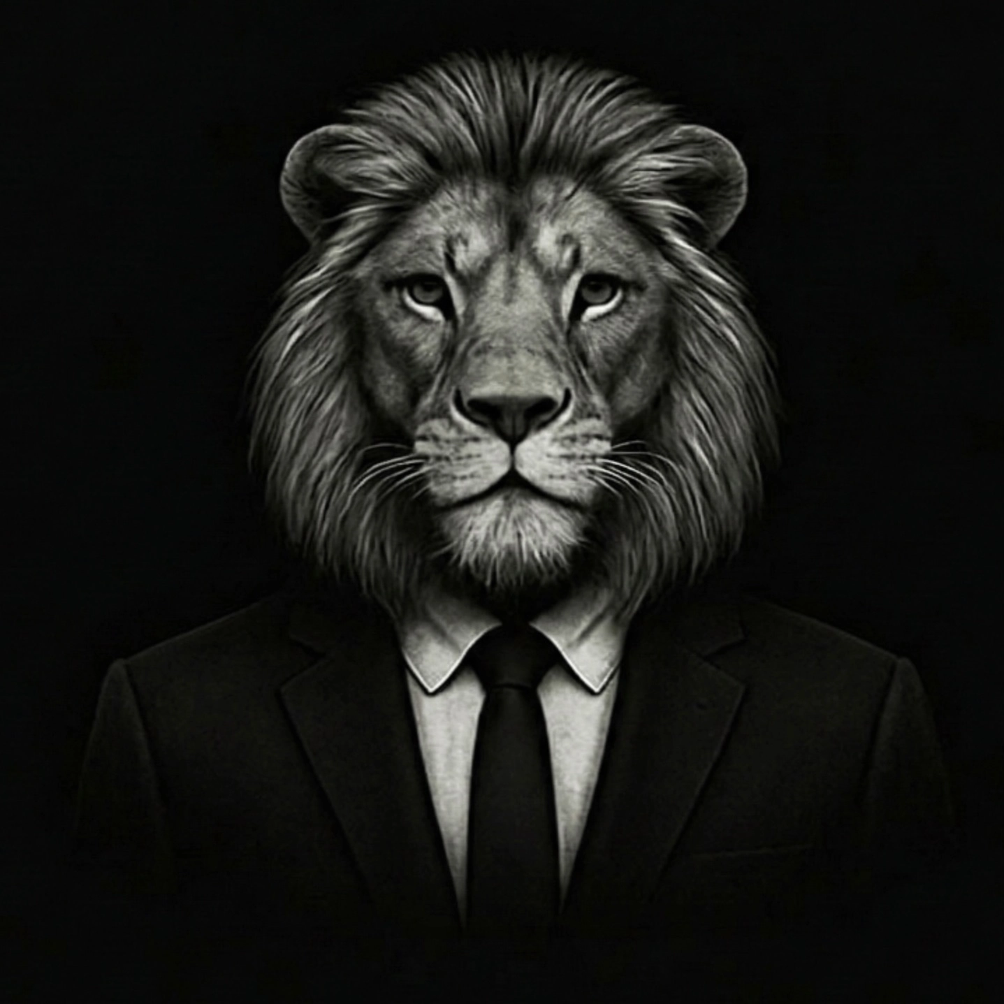 conquering lion brand logo - lion in a suit