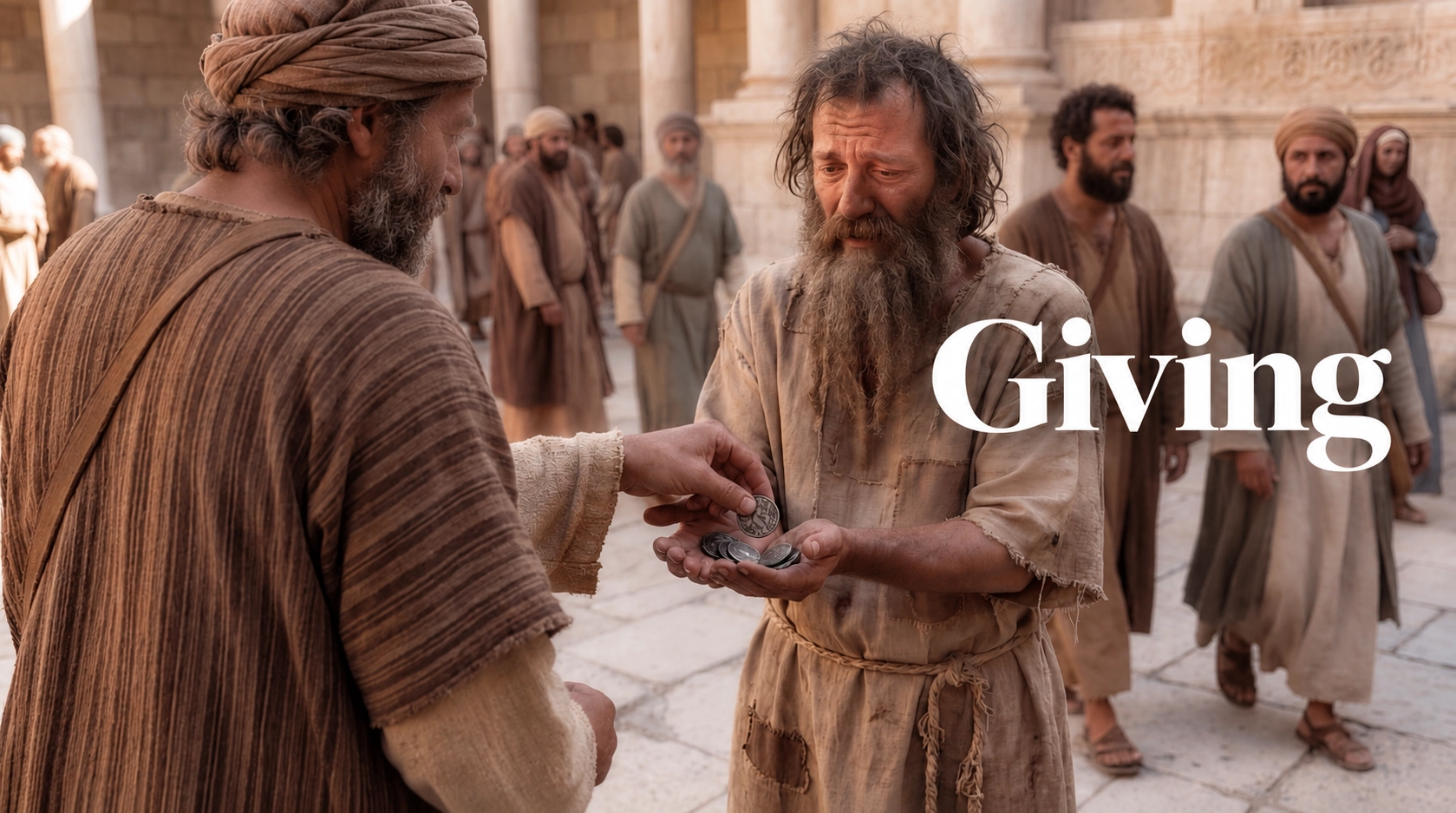 cinematic thumbnail of a man recieving a few coins