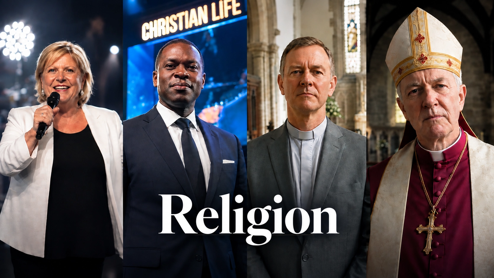 cinematic thumbnail of four christian leaders im a photo collage